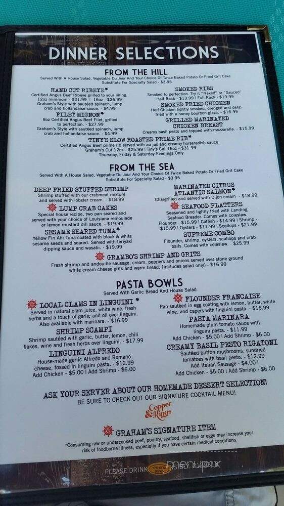 Graham's Landing On Front - Georgetown, SC menu_pic