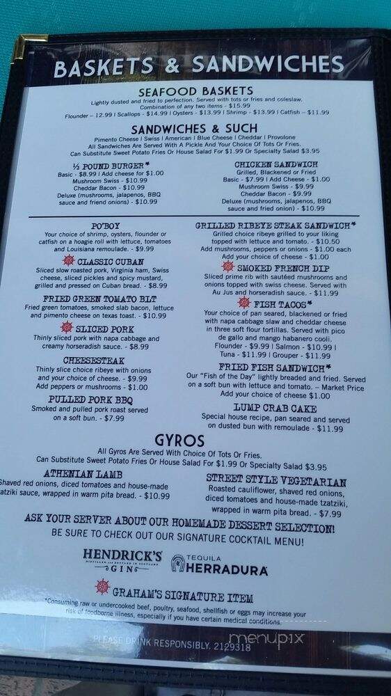 Graham's Landing On Front - Georgetown, SC menu_pic
