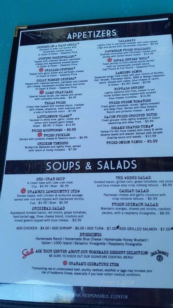 Graham's Landing On Front - Georgetown, SC menu_pic