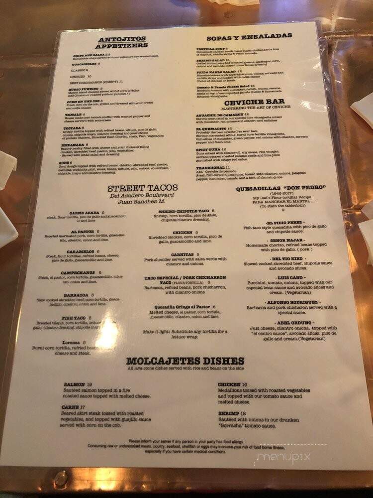El Centro - Dedham, MA menu_pic