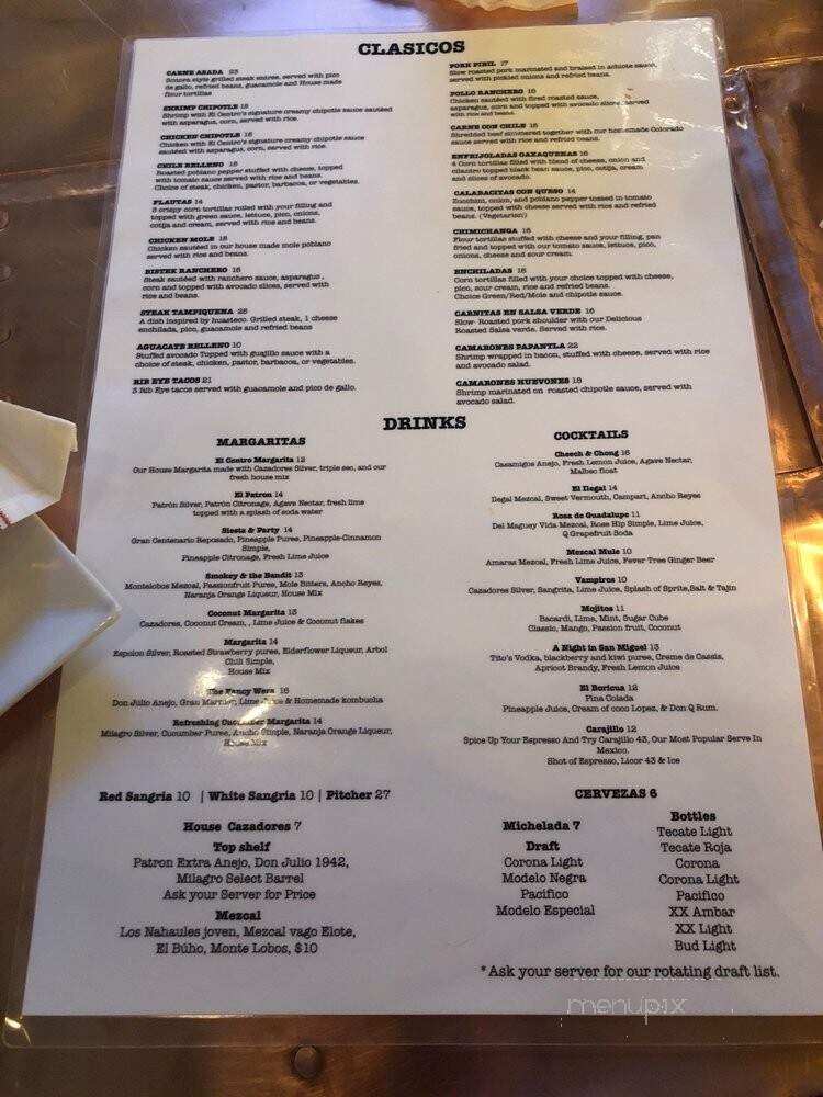 El Centro - Dedham, MA menu_pic
