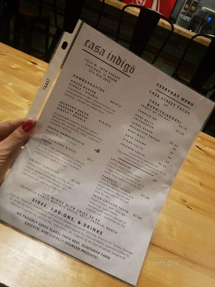 Casa IndIgo - Chicago, IL menu_pic