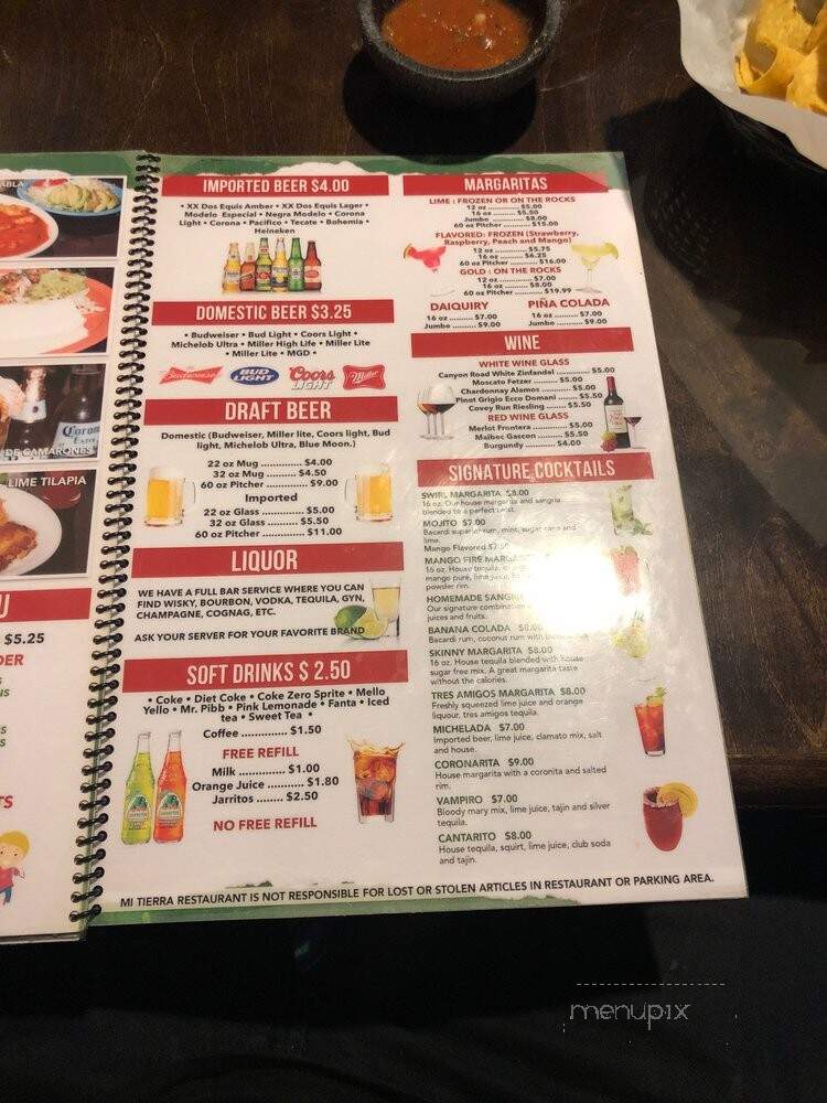 Mi Tierra Mexican Restaurant - Louisville, KY menu_pic