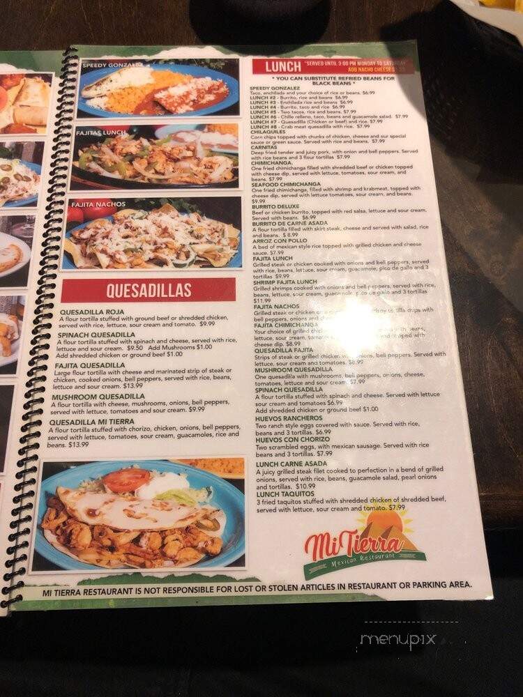 Mi Tierra Mexican Restaurant - Louisville, KY menu_pic