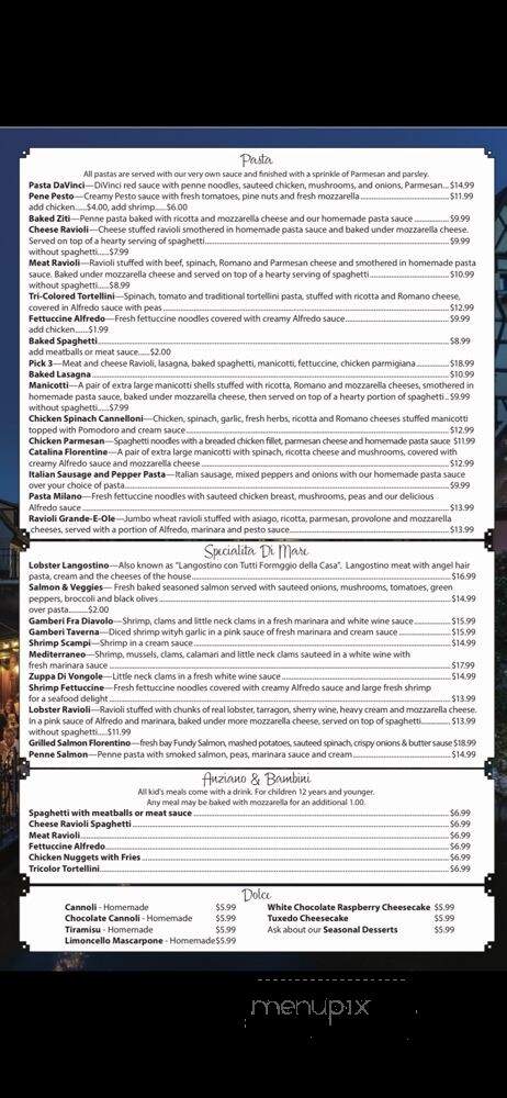 Milano Italian restaurant - Shelbyville, KY menu_pic