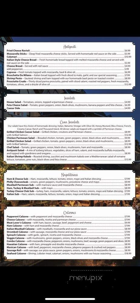 Milano Italian restaurant - Shelbyville, KY menu_pic