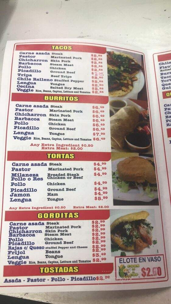 Tacos Castillo - Chicago, IL menu_pic