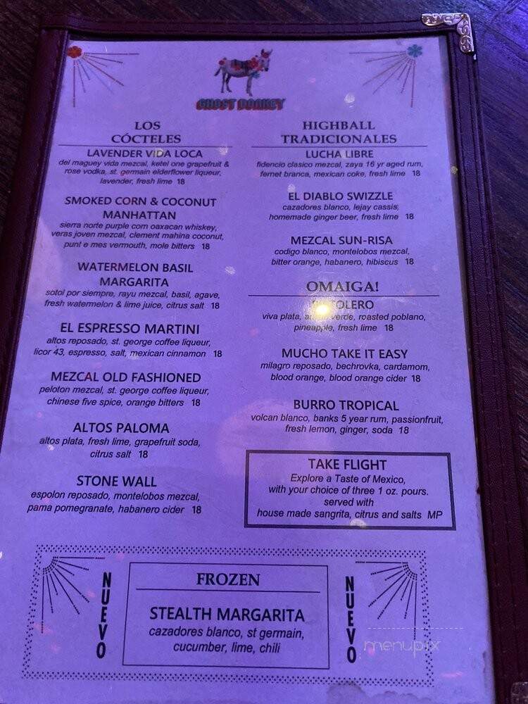 Ghost Donkey - Las Vegas, NV menu_pic