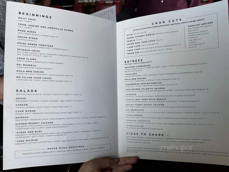 Char Restaurant - Nashville, TN menu_pic