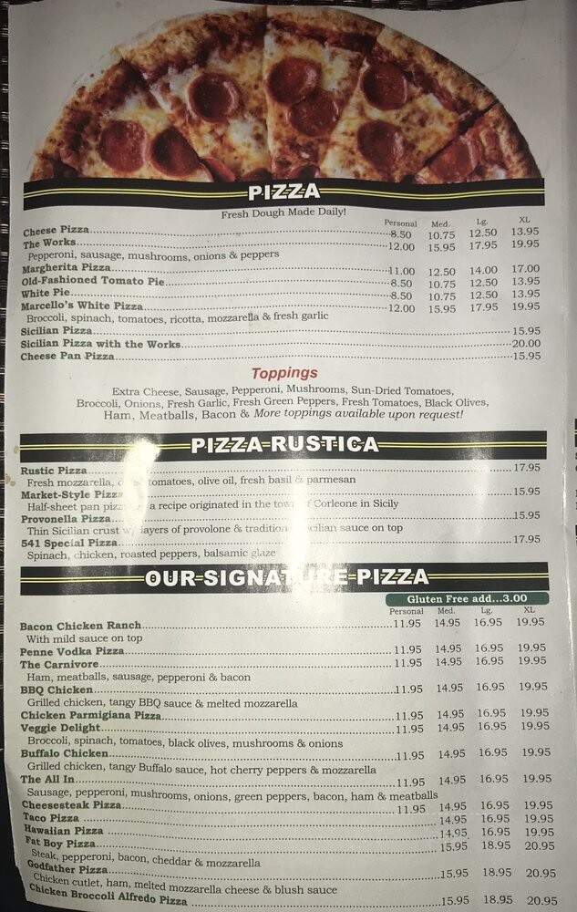 Pizza 541 - Burlington, NJ menu_pic