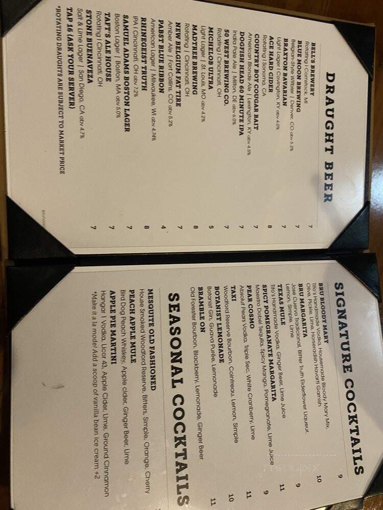 Bru Burger - Fort Mitchell, KY menu_pic