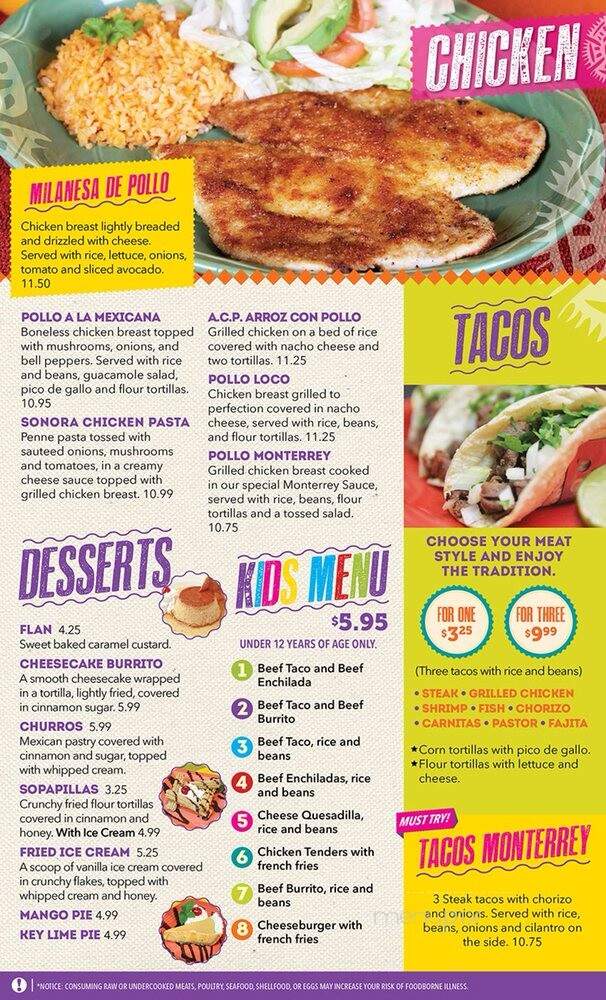 Monterrey Mexican Restaurant - Acworth, GA menu_pic