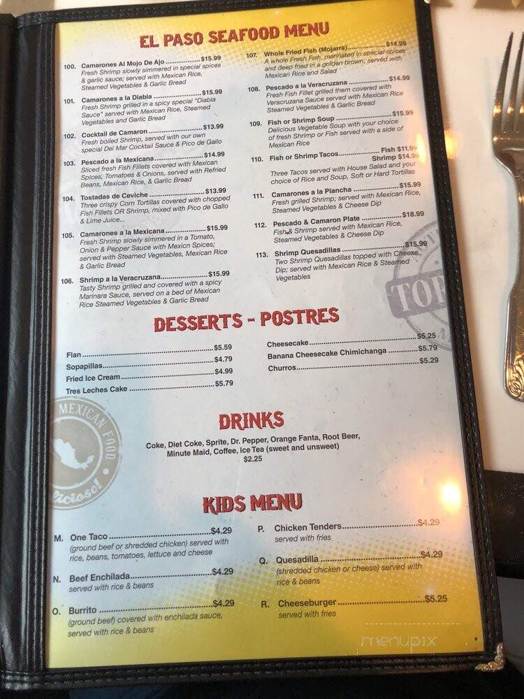 El Paso Mexican Grill - Vicksburg, MS menu_pic