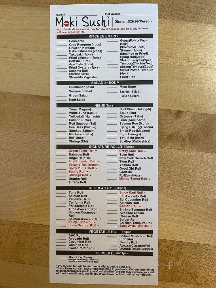 Moki Sushi - Champaign, IL menu_pic