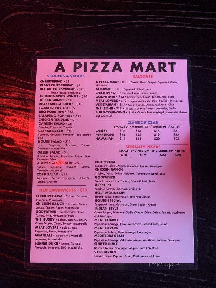A Pizza Mart - Seattle, WA menu_pic