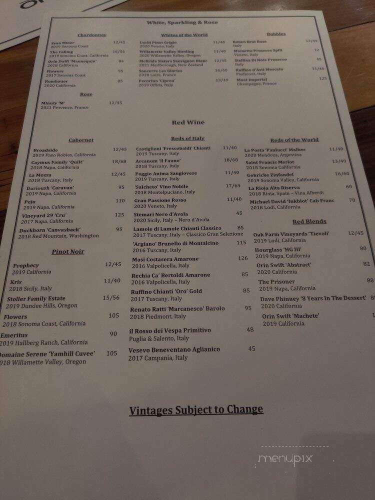 Pane Vino Osteria - Dallas, TX menu_pic
