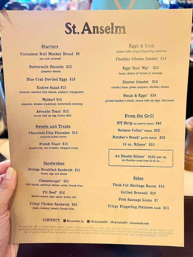 St. Anselm - Washington, DC menu_pic