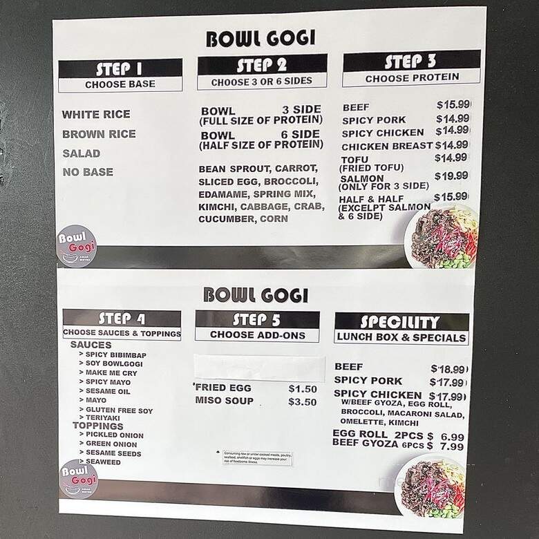 Bowl Gogi - Bellevue, WA menu_pic