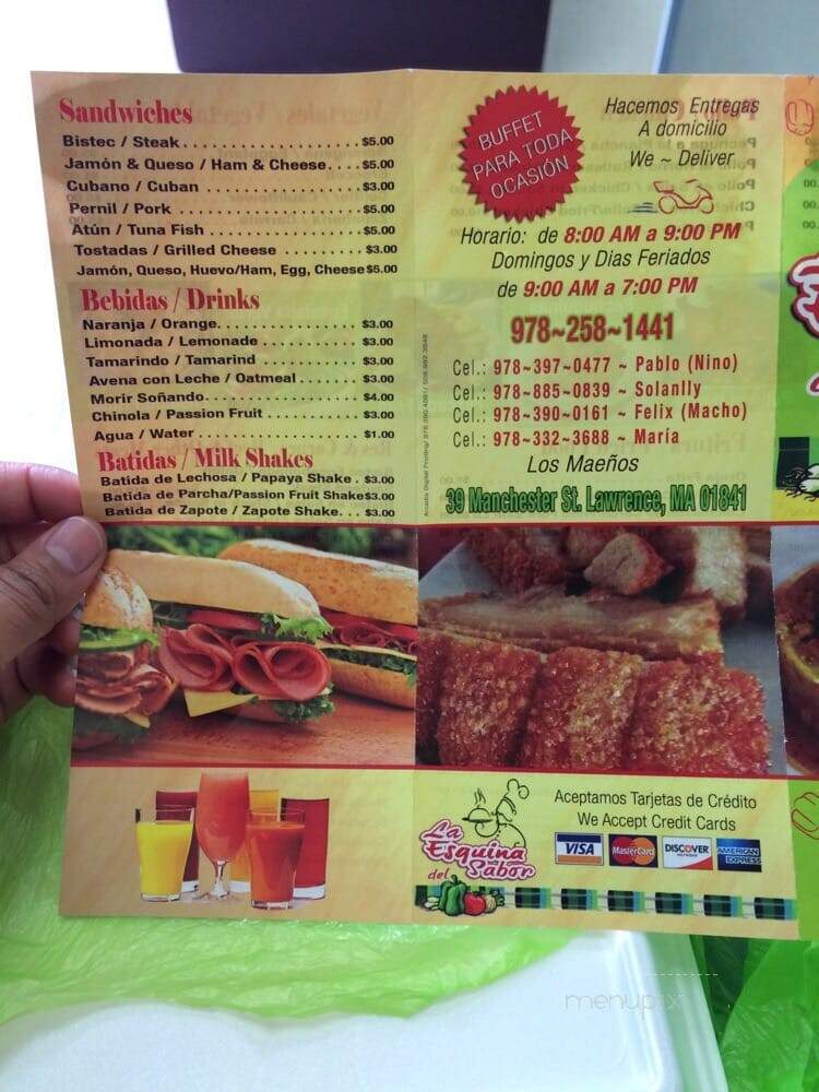 La Esquina del Sabor - Lawrence, MA menu_pic