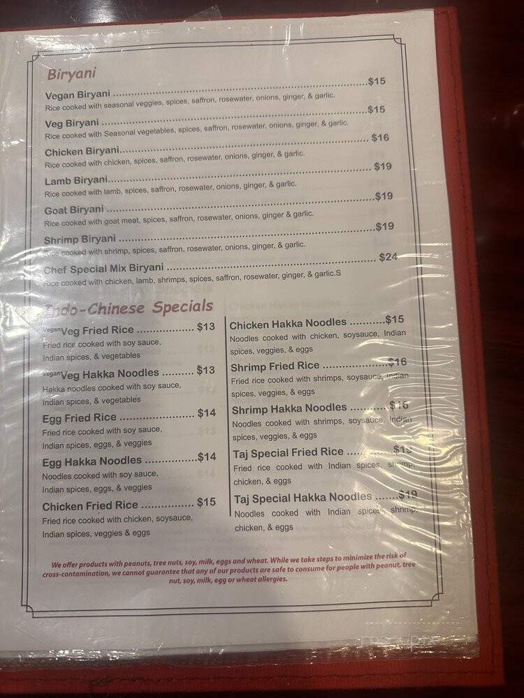 Taj Indian Restaurant and Bar - Port St. Lucie, FL menu_pic