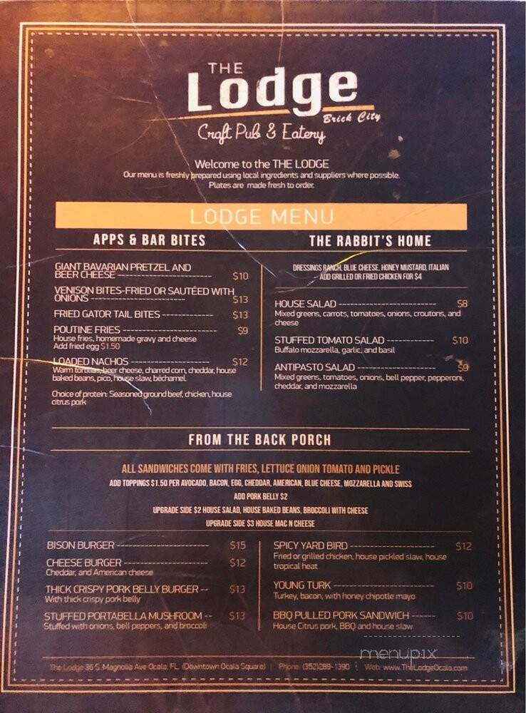 The Lodge - Ocala, FL menu_pic