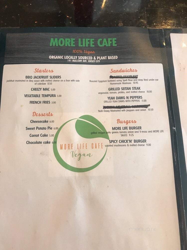 More Life Cafe Vegan - Jersey City, NJ menu_pic