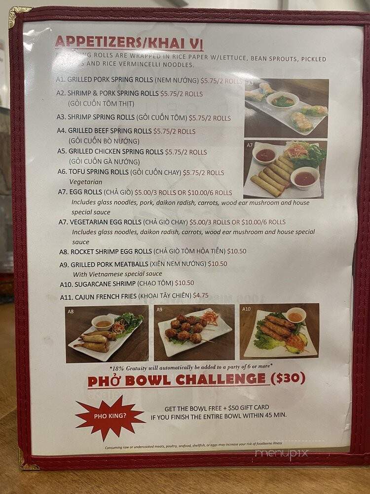 Pho Bowl & Grill - Oceanside, CA menu_pic