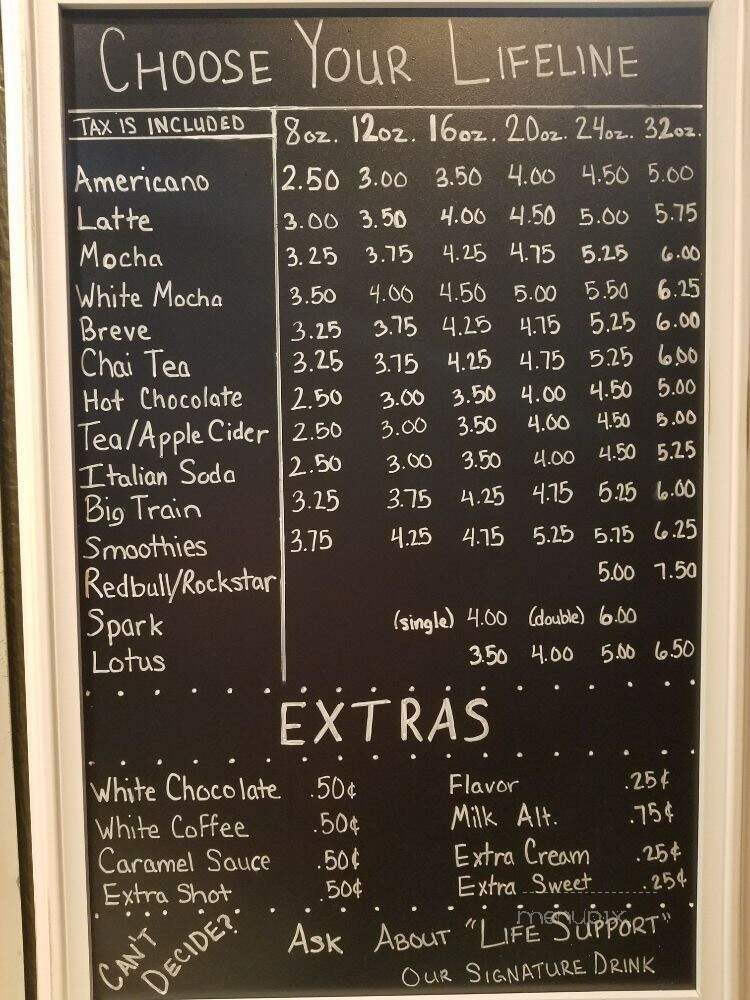 Lifeline Espresso - Kirkland, WA menu_pic