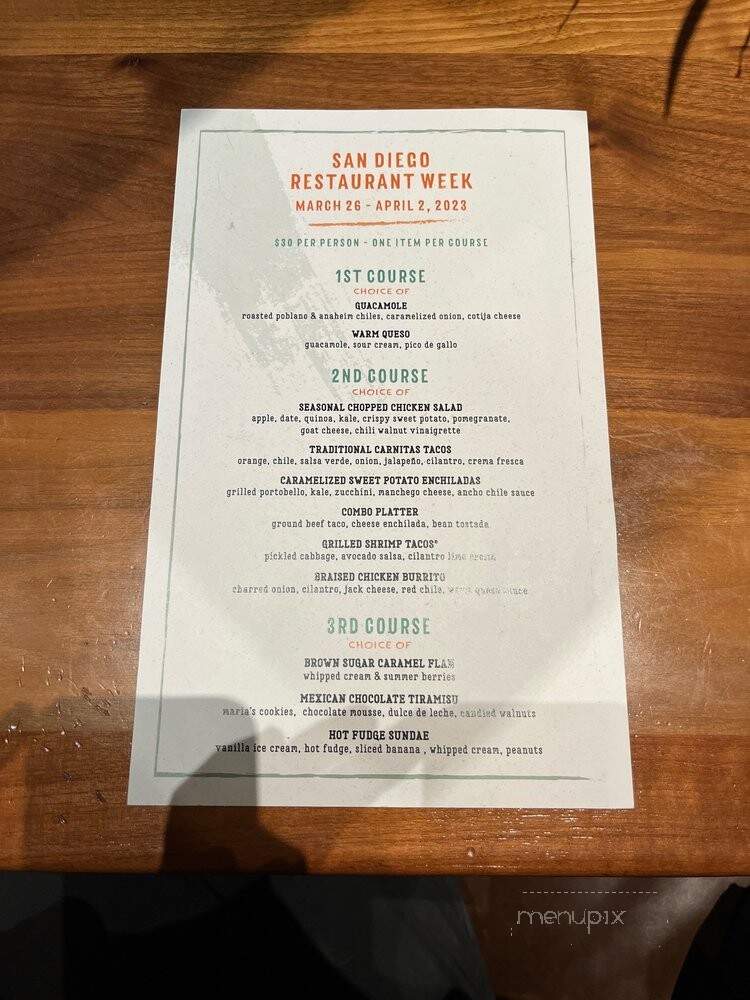 Blanco Tacos + Tequila - San Diego, CA menu_pic