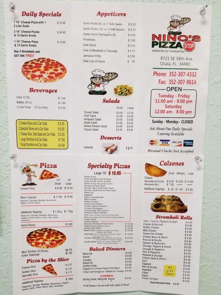 Nino's Pizza Stop - Ocala, FL menu_pic