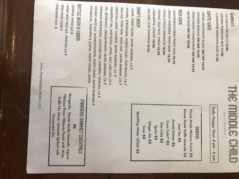 The Middle Child - Santa Barbara, CA menu_pic