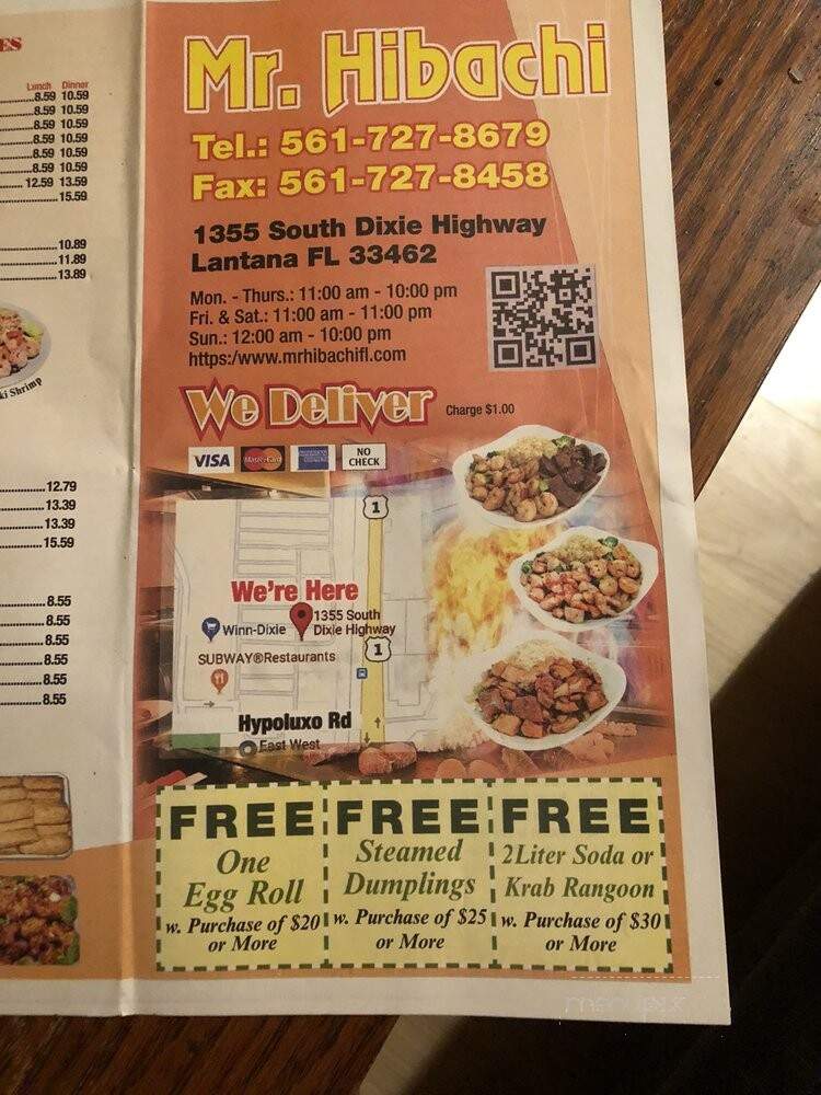 Mr. Hibachi - Lantana, FL menu_pic