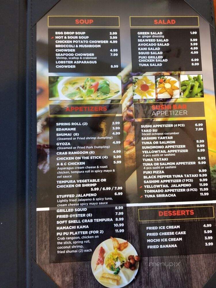 Fuki Steakhouse & sushi - Oshkosh, WI menu_pic