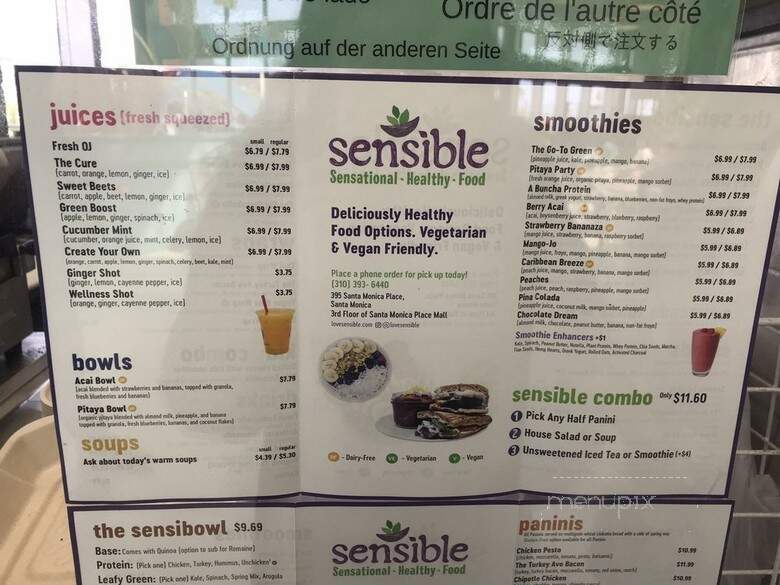 Sensible Sensational Healthy Food - Santa Monica, CA menu_pic