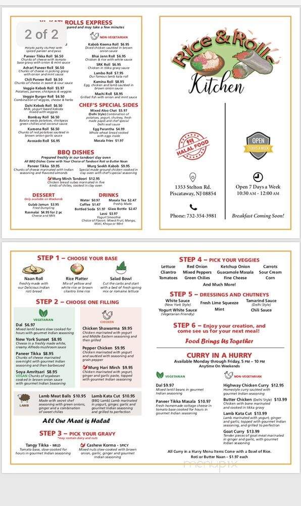 Rice And Roll Kitchen - Piscataway Township, NJ menu_pic