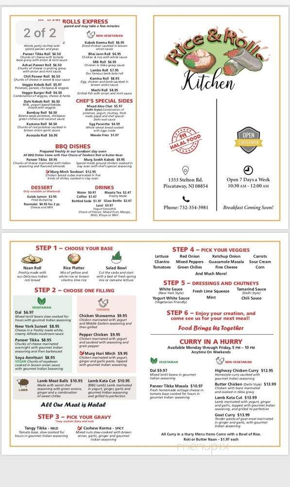 Rice And Roll Kitchen - Piscataway Township, NJ menu_pic