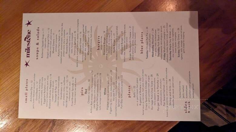 Milestone - Redding, CT menu_pic