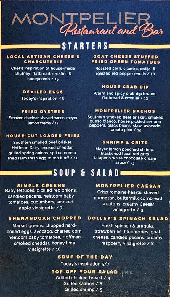 Montpelier Restaurant & Bar - Harrisonburg, VA menu_pic