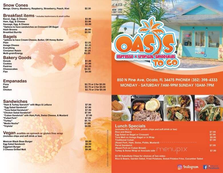 Oasis Tropical Cafe - Ocala, FL menu_pic
