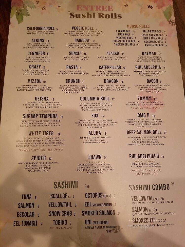 I am Sushi and Grill - Columbia, MO menu_pic