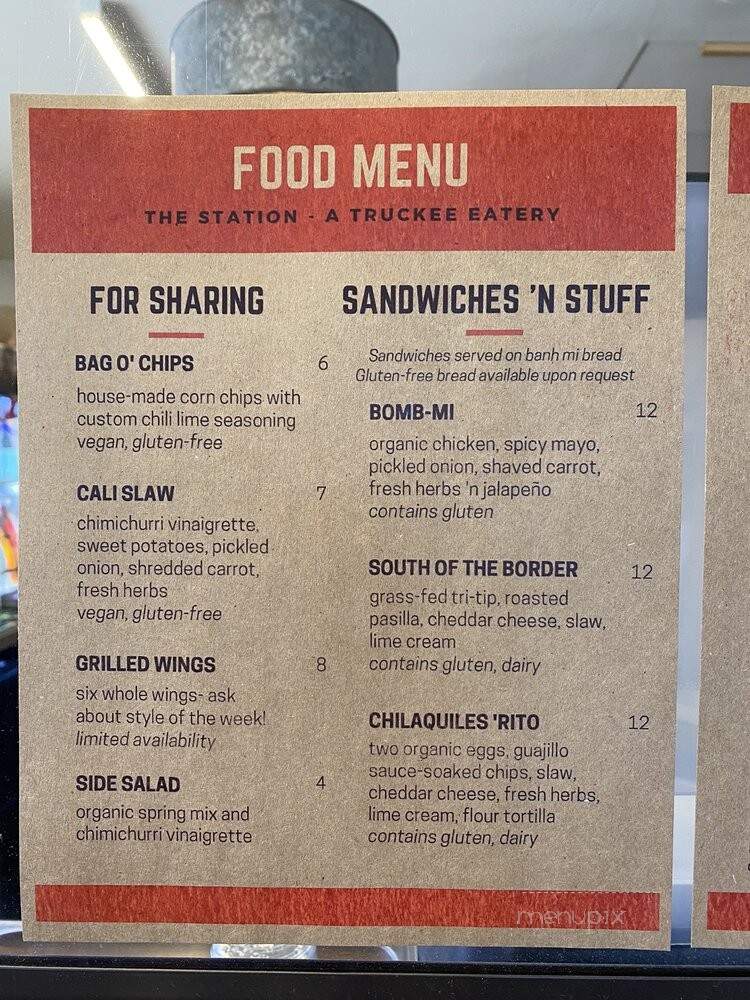 The Station, A Truckee Eatery - Truckee, CA menu_pic