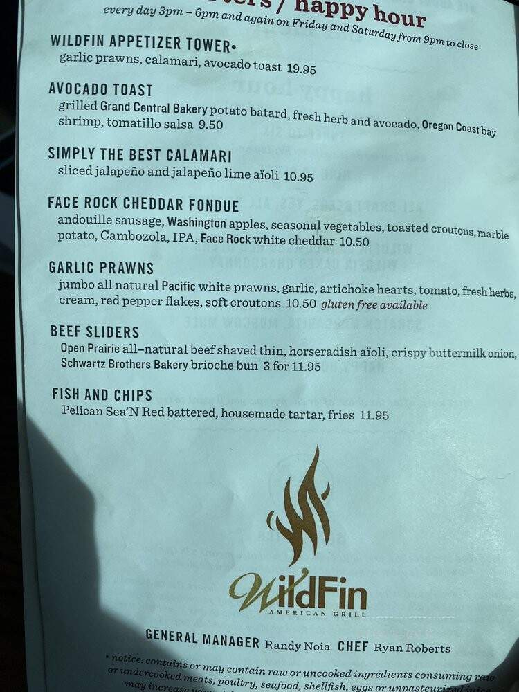 Wild Fin American Grill - Vancouver, WA menu_pic