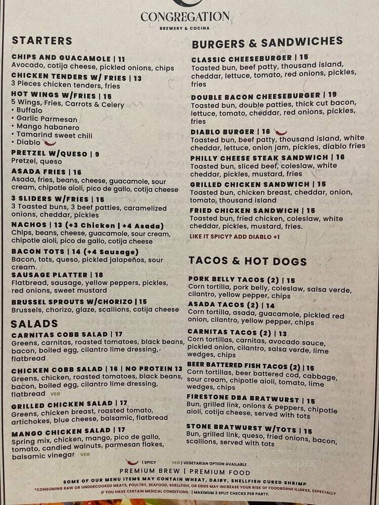 Congregation Ale House Chapters - Santa Ana, CA menu_pic