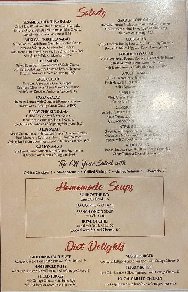 D-lux Diner - Wallkill, NY menu_pic