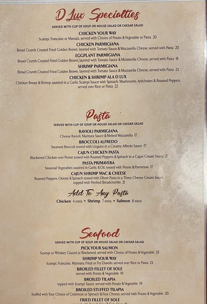 D-lux Diner - Wallkill, NY menu_pic