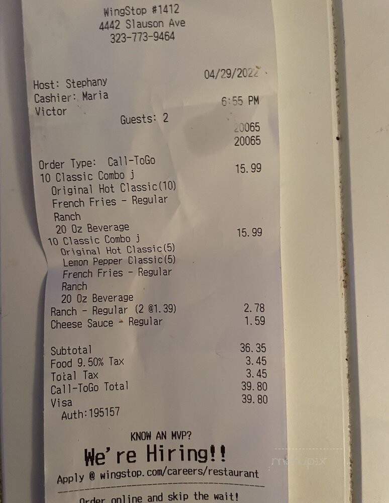 Wingstop - Maywood, CA menu_pic