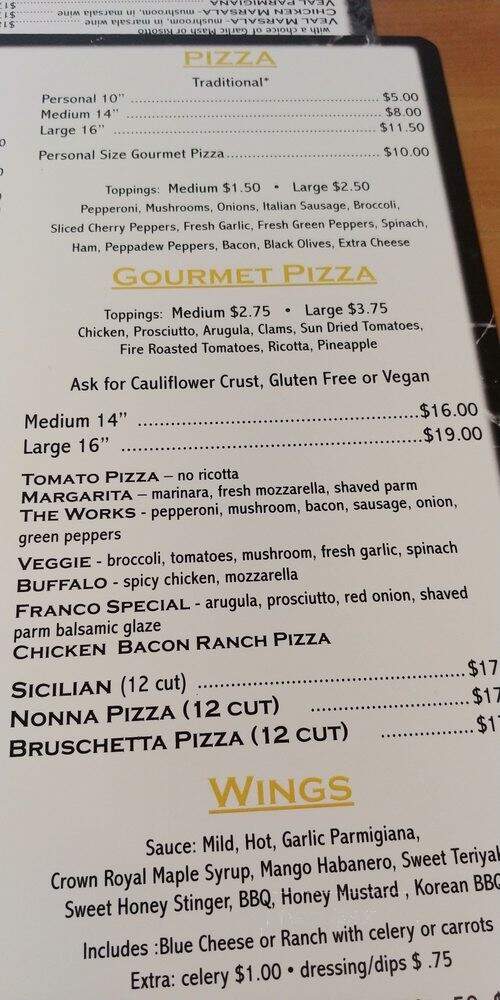 Franco's - Wilkes-Barre, PA menu_pic