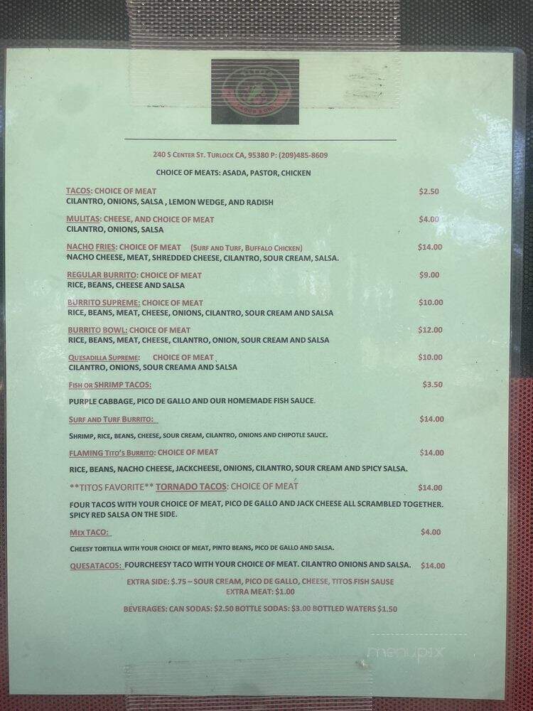 Titos Tacos & Grill - Turlock, CA menu_pic
