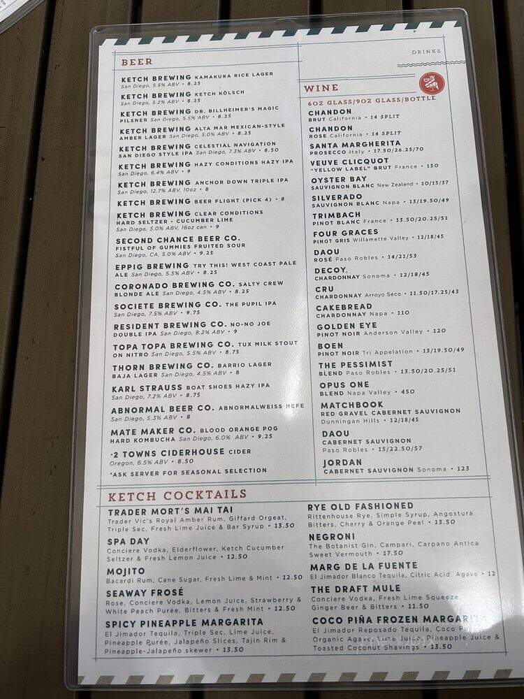 Ketch Grill & Taps - San Diego, CA menu_pic
