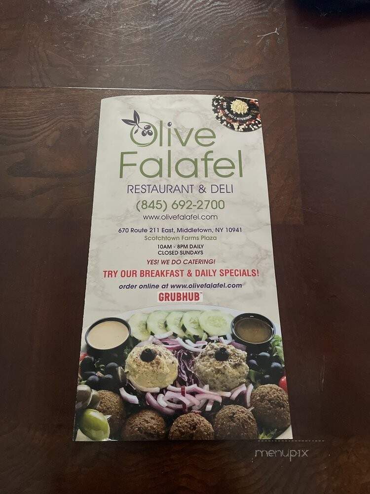 Olive Falafel and Deli - Middletown, NY menu_pic